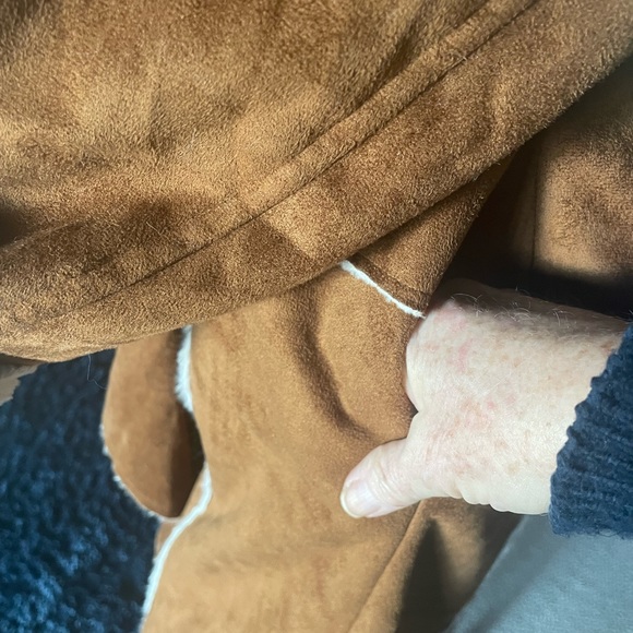 Faux suede shearling long coat - Picture 4 of 13